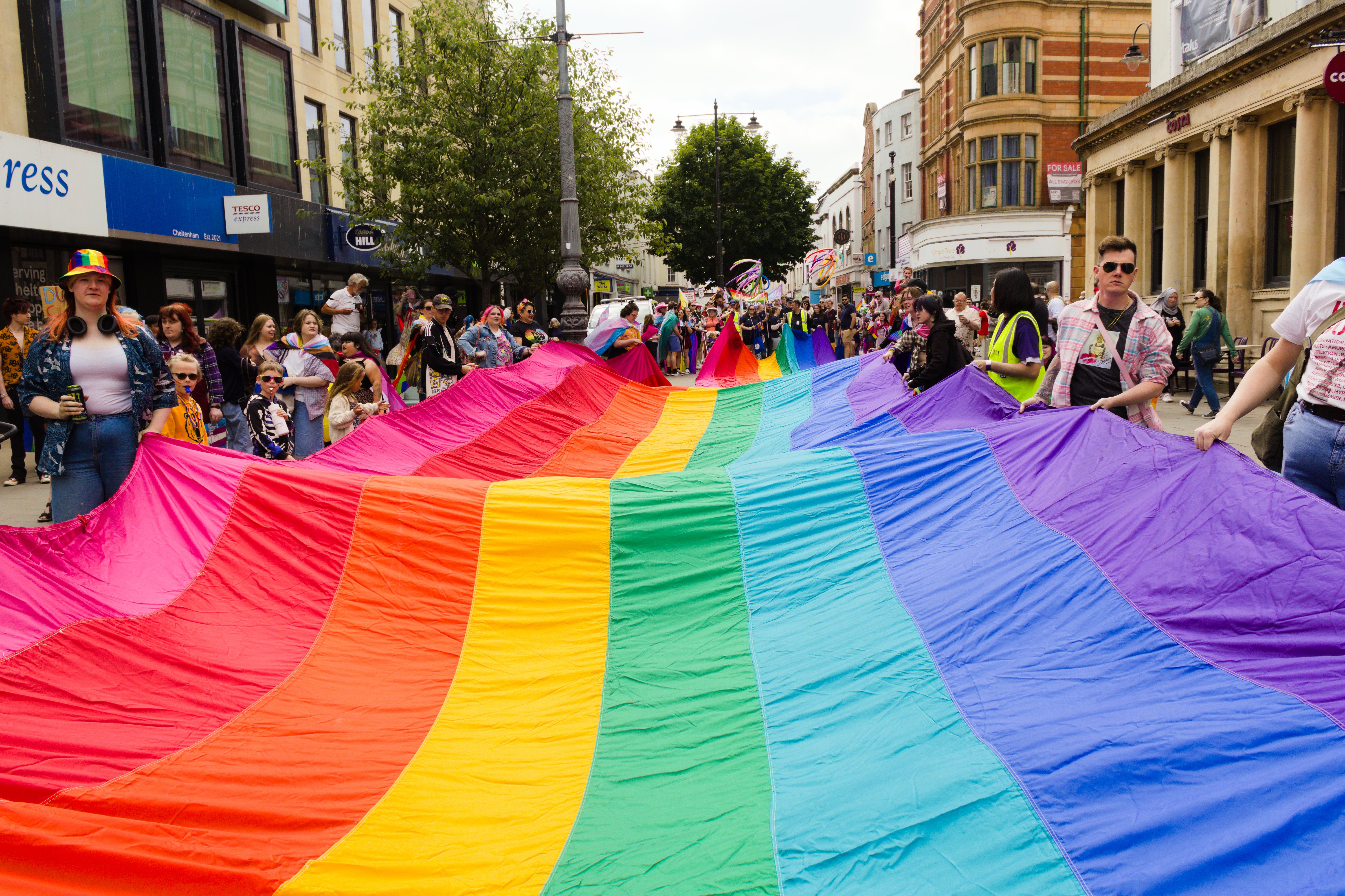 Image of a giant LGBTQ+ flag